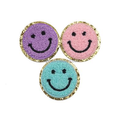 China China Sustainable Iron On Designer Chenille Smiley Face Patches For Clothes for sale