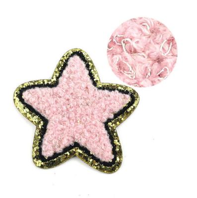 China Beautiful Viable Factory Embroidery Chenille Star Rose Patches Iron On 3D Festival Patch For Hat Apparel for sale