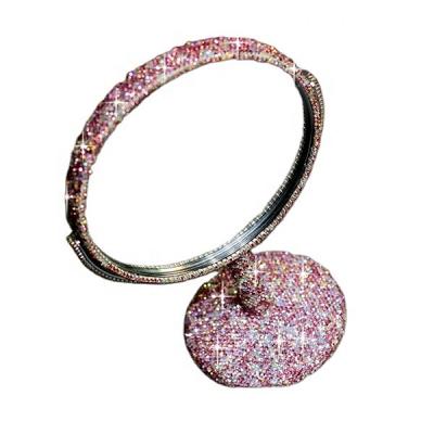 China Large contemporary faux stone wholesale luxury glass piink rhinestone mirror for women for sale