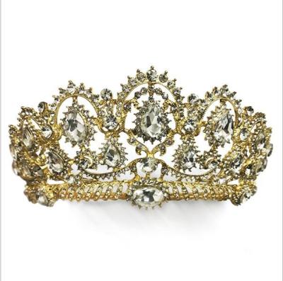 China Baroque Rhinestones Crystal Tiaras Bride Crowns Women's Bridal Headpiece Wedding Crown Hair Jewelry Wedding Ceremony Garment Accessories for sale