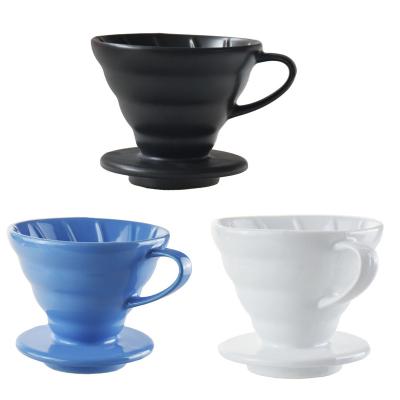 China Restaurant.Home.Coffee Ecocoffee V60 Colorful Ceramic V Shaped Brewer Drip Dripper With Cup Holder Bartender Accessories Reusable sim for sale