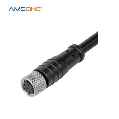 China Amsone Factory Price IP67 M8 6 Terminal 8 Pin Automotive Female Cable Wire Straight Quick Military Waterproof Connector for sale