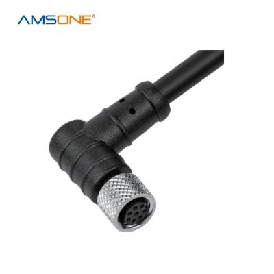 China Amsone IP67 IP68 Right Angel Female M8 3 Pin 4 Pin Custom Waterproof Automotive Quick Release Cable Electrical Connector for sale