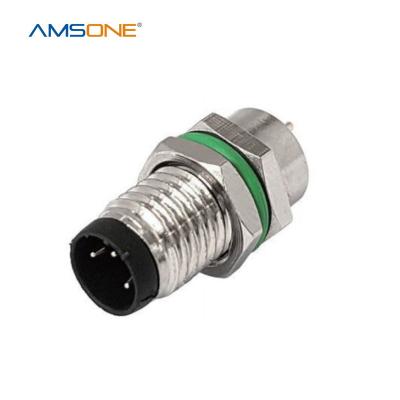 China Amsone IP67 Male M8 5 Pin Automotive Custom Industrial Rear Cable Wire Receptacle Panel Circular Waterproof Connector for sale