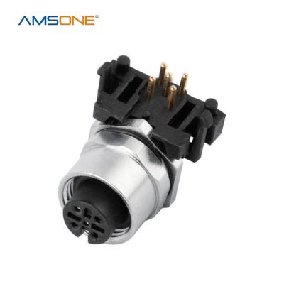 China AMSONE M12 5pin 5 sensor circular waterproof connector panel receptacle female rear outdoor military mount custom socket for sale