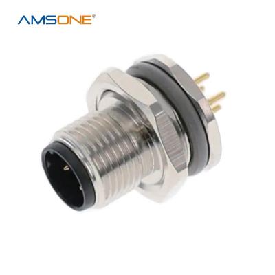 China AMSONE Mount M12 4 pin 4A 250V D military code rear military custom power industrial waterproof circular terminal IP67 connector for sale