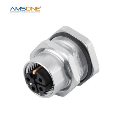 China AMSONE Military Custom M12 S Female Offshore Automobile 3 Code 4 5 Pin Immersion-Soldering Connection Adapter P67 Port Waterproof Circular Socket for sale