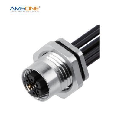 China AMSONE Military Factory M12 Female M Code 3 4 5 6 PIN Harsh Toughest Ambient Straight Waterproof Circular Plug P67 Connector for sale