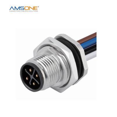 China Amsone Electrical Male M12 S Custom Industrial Back Mount Code Circular Waterproof Security Screw Connector For Military Madical for sale