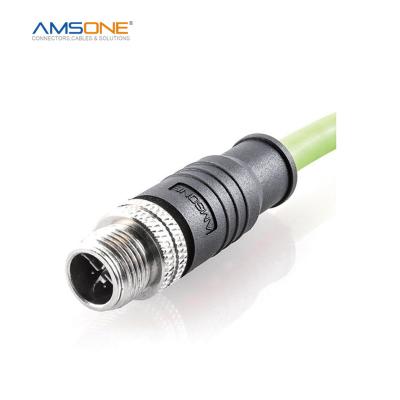 China AMSONE Military Custom Rugged M12 8 Pin Straight Cable Military X Pre-Molded Circular Vibration Resistant Waterproof IP67 Connector for sale