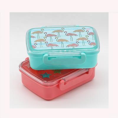 China Factory Price Flamingo Star Star Bento Boxes Cheap Microwavable Kid Plastic Lunch Box for sale