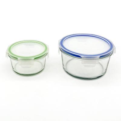 China New Design BPA Free Microwavable Leakproof Food Storage Bento Lunch Box Glass Food Containers With Plastic Lid for sale