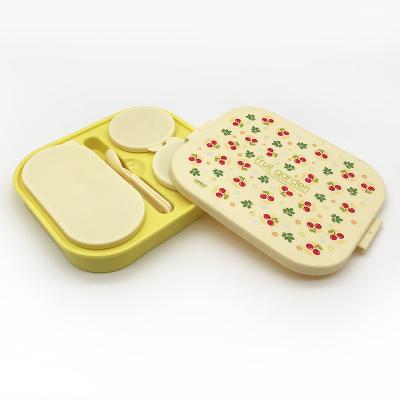 China Fruit Microwavable Promotional Cartoon Food Tray Kids Storage Box With Educational Utensils for sale