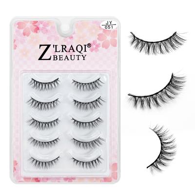 China Natural High Quality Sharpened False Eyelashes 5 Pairs Multi-Layer Three-Dimensional Beginners False Eyelashes False Eyelashes for sale