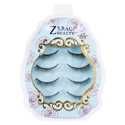 China Wholesale Custom 3D False Mink Eyelashes Natural 4 Pairs Natural Artificial Mink Eyelashes for sale