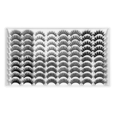 China High Quality Thin Natural Mink Eyelashes Mixed With 40 Pairs Synthetic False Eyelashes for sale