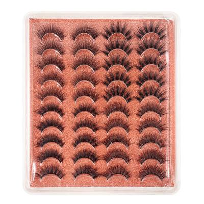 China New Natural Thick Artificial False Eyelashes 20 Pairs Hand-Mixed Pairs Of Synthetic False Eyelashes for sale