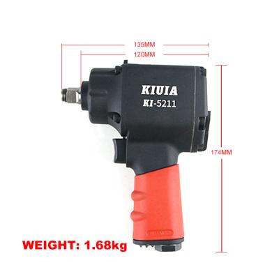 China 10000Rpm 1.68Kgs Pneumatic Air Impact Wrench Portable Twin Hammer 1/2 Inch M14mm for sale