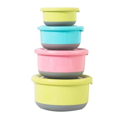 China Heatable Round Stainless Steel Cool-storage Box With Lid Bento Cool-storage Lunch Box for sale