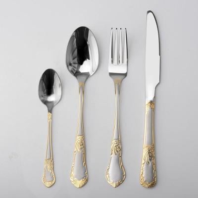 China Sustainable High Quality Mirror Polish Gold Stainless Steel Flatware Flatware Set for sale