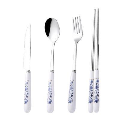 China YIJIA Chinese Style Stainless Steel Sustainable Cutlery Sets Ceramic Dinnerware Sets for sale