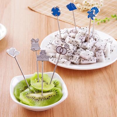 China YiJia 4pcs/set Sea Shell Shape Stainless Steel Cake Viable Table Fruit Picks Fork for sale