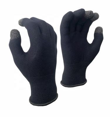 China Free Sample Silver Fiber Top Smooth Fit Gaming Super Touch Screen Quality Seamless Knitted Nylon Glove for sale