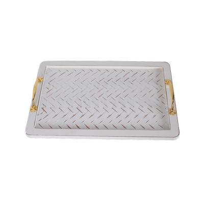 China Sustainable Wholesale Custom 2pcs Set Wood Tray Wood Serving Tray Luxury Metal Handles Home Decor Trays For Home for sale