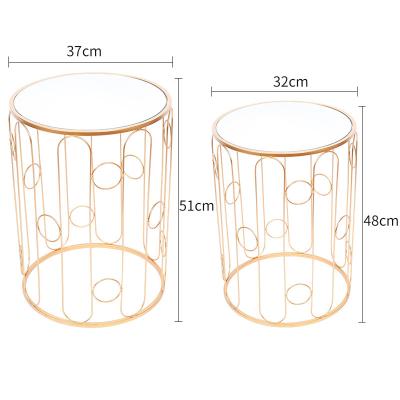 China Install simple hot sale handicraft tea table cylinder glass mirror tea table coffee table for living room for sale