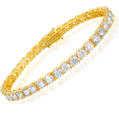 China High Quality/Hip Hop/Punk Top Selling Product Fashion 3mm To 6mm 18K Gold Plated Classic 925 VVS Carbon Silica Diamond Tennis Sterling Silver Bracelet for sale