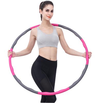 China Hot Sale 8 Section Stainless Steel Exercise Fitness Circle Detachable Polynesian Dance Circles With Soft Thicker Foam Reduce Weight Burn Weighted Fat Ring for sale