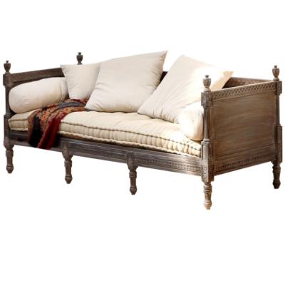 China Traditional three seater solid wood sofas in vintage french style villas for sale