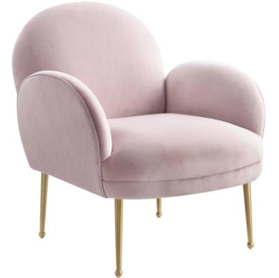 China Modern Mini Velvet Round Arm Chair Sofa Gold Metal Legs Living Room Bedroom Furniture Recliner Sofas Tufted Chairs for sale