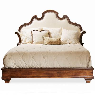 China Custom Tufted Hotel Bedroom Double Bed American Solid Wood White Oak Solid Wood Upholstered Bed for sale