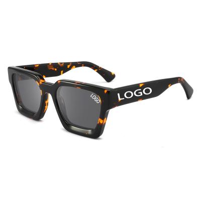 China Fashion Sunglasses 18206 Luxury Custom High Quality Logo Retro Square Brand Designer Polarized Sunglasses Acetate Sun Glass for sale