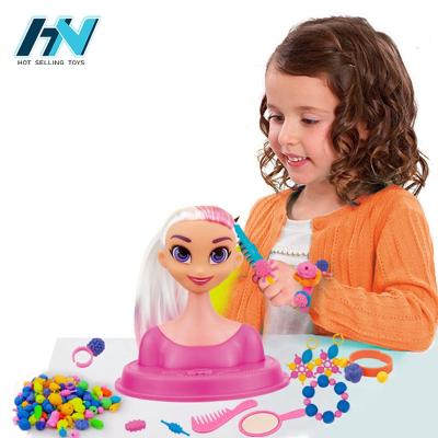 China Birthday Gift Girls Pop Bead Educational Plastic Toy Pretend Play Hair Doll Heads Baby - Doll Toys for sale