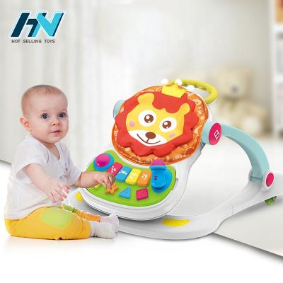 China Eco-Friendly Plastic Child Leaning Walker 4 in 1 Lion Shape Mini Piano Keys Chair Baby Dining Walker Toys Baby Carts for sale