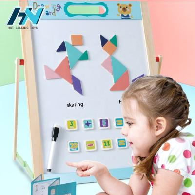 China Children's drawing board set double-sided toy game writing on blackboard wooden board drawing toys for sale