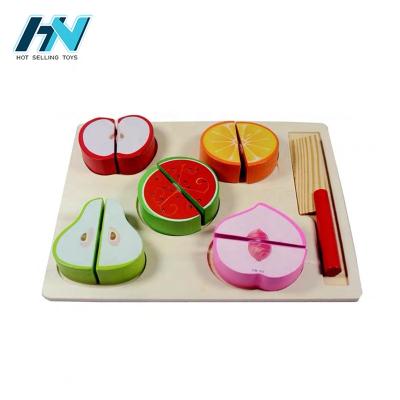 China Wooden Slicing Fruit and Food Pretend Game Cutting Educational Wooden Toys Wooden Fruit Slicing Toy for Kids for sale