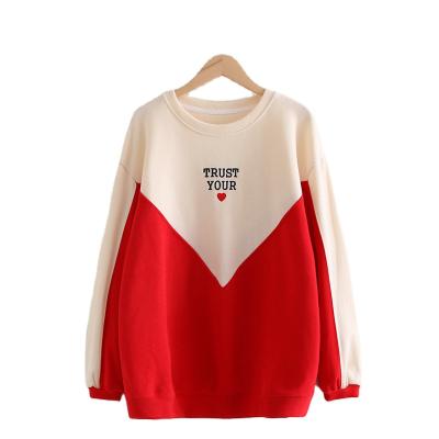 China Women's Contrast Breathable Breathable Custom Logo Color Design O-Neck Sports 100 Cotton Sweatshirts Wholesale for sale