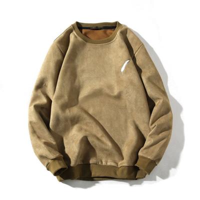 China Long Sleeve Breathable Solid Suede Breathable Pullover Crewneck Unisex Sweatshirts for sale