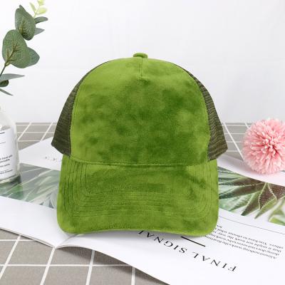 China COMMON Logo Custom Adjustable Velvet Mesh Trucker Hat Empty Hats for sale