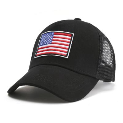 China COMMON Multicolor Embroidered American Flag Mesh Baseball Cap for sale