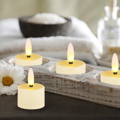 China Rechargeable 12 Pack 3D Flame Tea Light Flameless Candle Decoration LED Flickering Tea Candle Light for Wedding Holiday Home Decor for sale