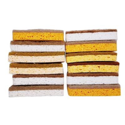 China Viable Custom Absorbent Kitchen Scouring Cellulose Sisal Sponge Cleaning Scouring Pad for sale