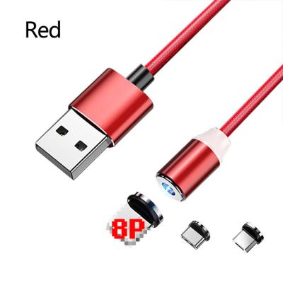 China Cheap Mobile Phone Etc.electronic Product Price Multiple 360 ​​Rotate Magnetic Nylon Braided 3in1 LED USB Data Cable For iPhone Charger Fast Charging for sale