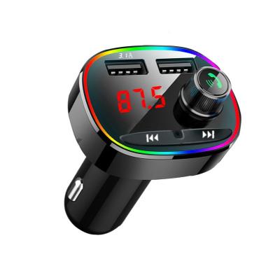 China QC 3.0 Quick Charger Colorful Lights 3.1A Car Charger FM Transmitter Car Multifunction Fast Charging Charger With BT for sale