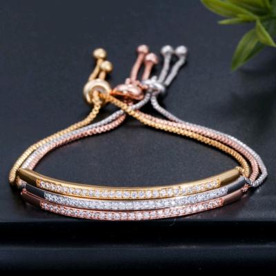 China Casual Jewelry Crystal Chain Adjustable Bangle Bracelet For Women New Fashion Captivate Shiny Bracelet for sale