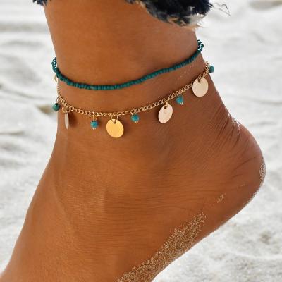 China Fashion Bohemian Beads Anklet For Women Round Leg Chain Tassel Anklet Chain Vintage Foot Jewelry Accessories for sale