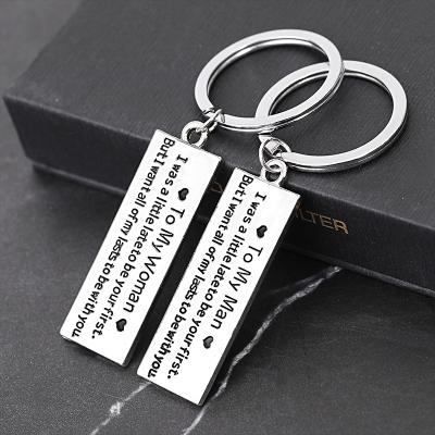 China Metal Personalized To My Wife To My Man Couple Private Custom Stainless Steel Engraved Key Chain for sale